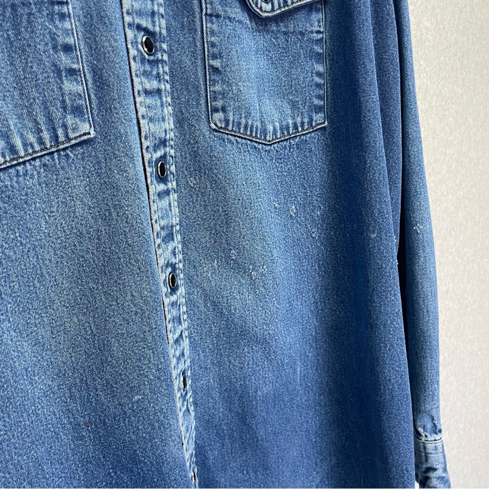 Carhartt Vintage Thrashed Pearl Snap Denim Shacket Button Down Shirt - Picture 2 of 8